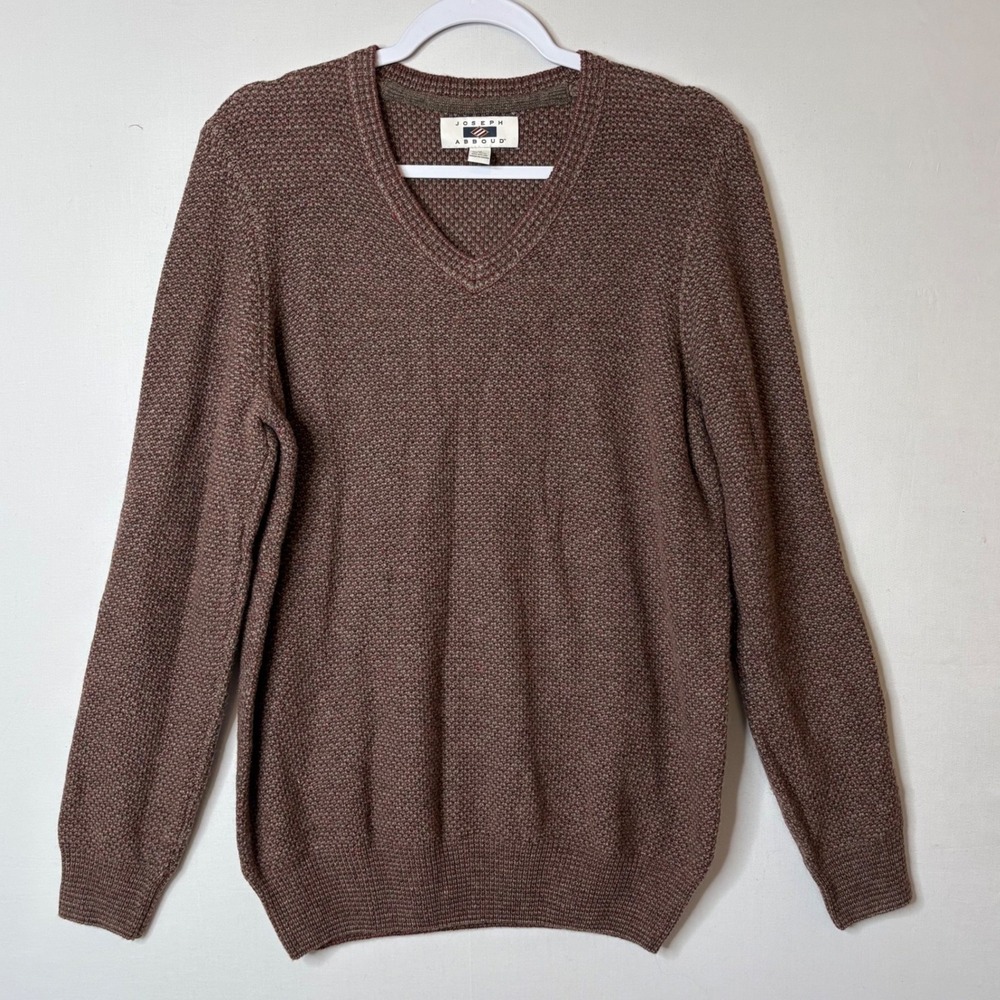 Joseph Abboud Vintage V Neck Sweater Mens M Brown Wool Blend Gorpcore Earthy